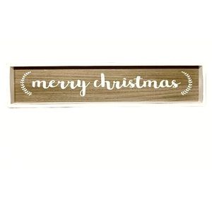 Farmhouse Tan & White Wood Wall Sign Merry Christmas Home Decor